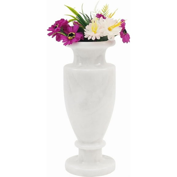 Radicaln White Marble Flower Vase 10 inches – Handmade Luxury Dining Table Centerpiece Decor for Living Room, Office, Farmhouse, Elegant Marble Vases