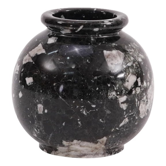 Radicaln Marble Flower Vase 5 Inch Handmade Black Decorative Vases for Fresh Flowers & Pampas Grass - Modern Fall Centerpieces for Tables, Living Room, Coffee Table & Home Decor