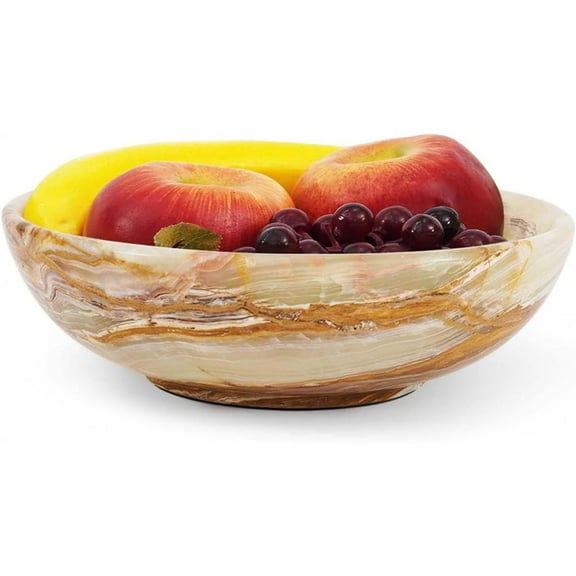 Radicaln Green Marble Fruit Bowl 10" Handmade Natural Stone Fruit Dish & Basket for Kitchen Countertop, Decorative Bowl for Dining & Coffee Table Centerpiece Décor