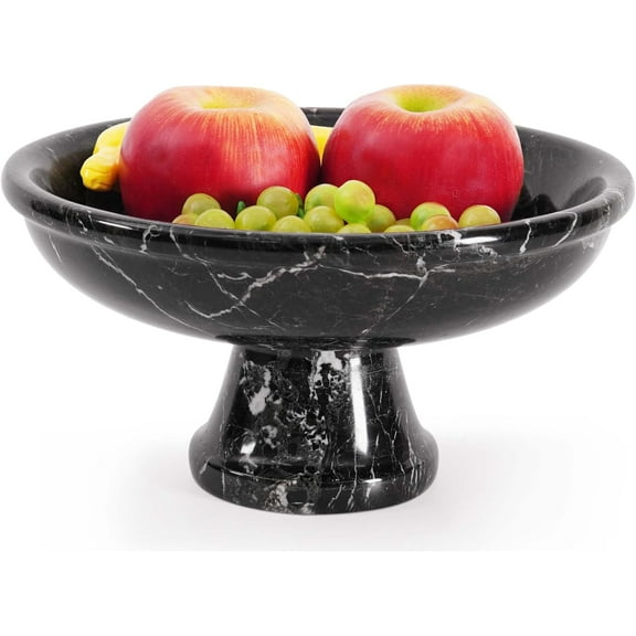 Radicaln Black Marble Fruit Bowl 10" | Handmade Natural Stone Serving Bowl, Fruit Dish & Banana Holder | Kitchen Counter, Dining Table & Coffee Table Décor