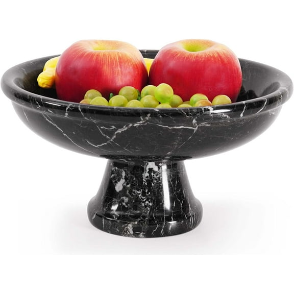 Radicaln Black Marble Fruit Bowl 10" | Handmade Natural Stone Serving Bowl, Fruit Dish & Banana Holder | Kitchen Counter, Dining Table & Coffee Table Décor