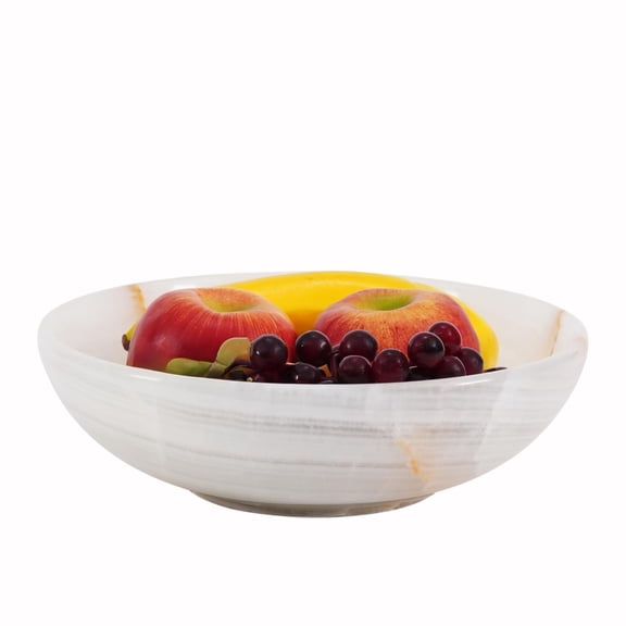 Radicaln Marble Fruit Bowl For Kitchen Counter 10 inches White Onyx Handmade Candy Bowl For Entryway Table, Ideal Decorative Bowl, Serving Bowl and Fruit holder For Dining Table Centerpiece