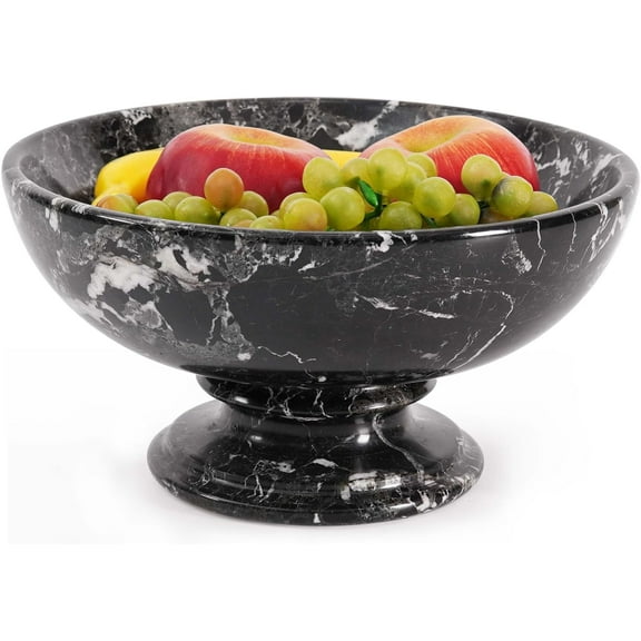 Radicaln Black Marble Fruit Bowl 10" | Handmade Stone Decorative Bowl for Home Decor, Fruit Dish & Banana Holder | Entry Way Table & Modern Candy Bowl for Kitchen Counter