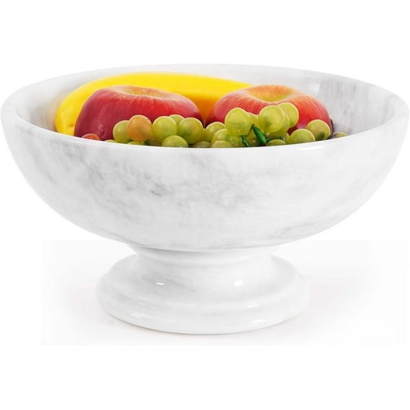 Radicaln White Marble Fruit Bowl 10" | Handmade Stone Candy Bowl, Decorative Fruit Dish & Banana Holder | Modern Kitchen Counter, Dining Table & Coffee Table Décor