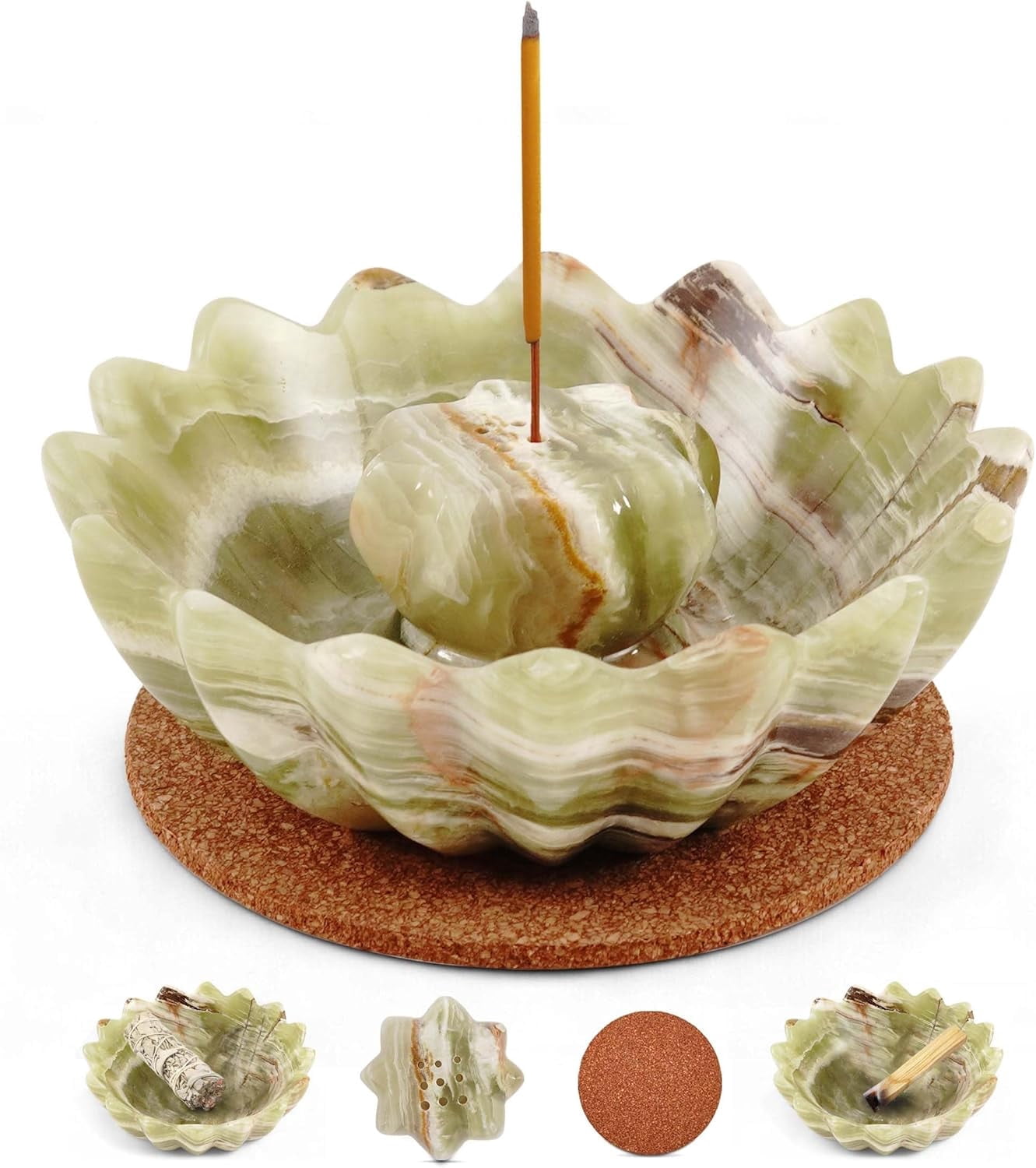 Radicaln Marble Incense Holder 5.5 inches Green Handmade Incense Stick Holder for Palo Santo Holder, Ideal Marbles Ashtray and Incense Holder Marble for Bedroom