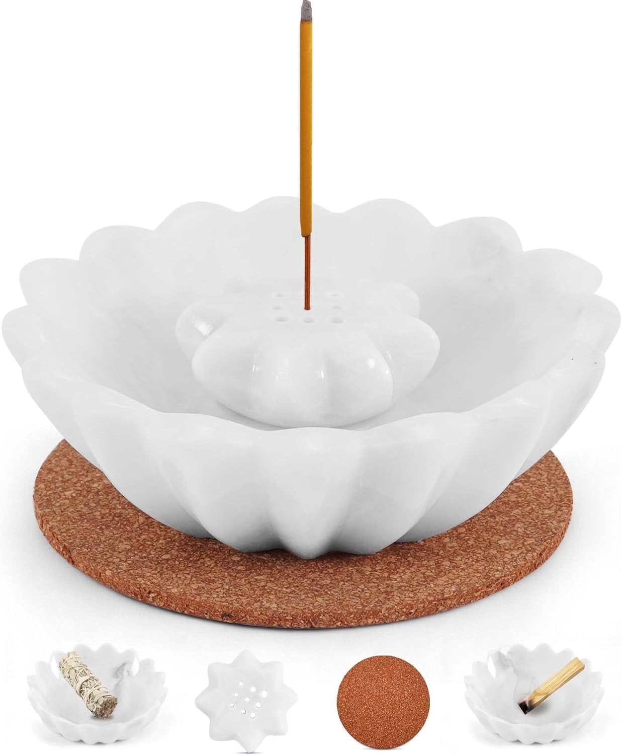 Radicaln Marble Incense Holder 5.5 inches White Handmade Incense Stick Holder for Living Room Décor, Ideal Incense Holder Marble Ashtray and Palo Santo Holder for Home Décor
