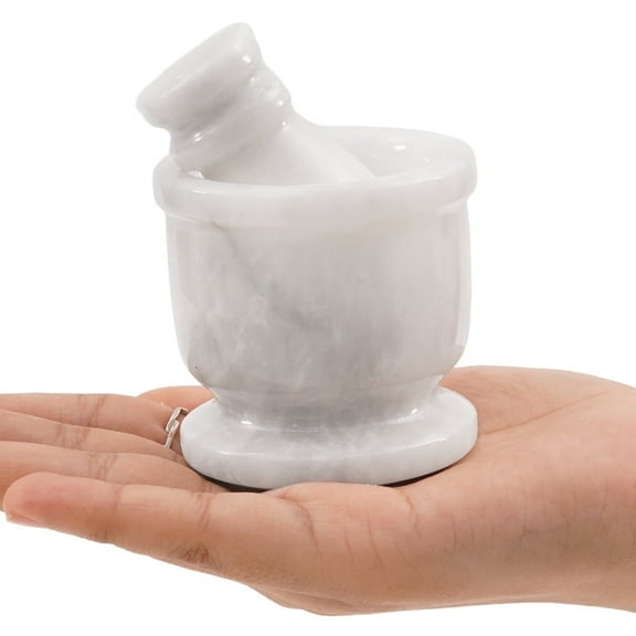 Radicaln White Marble Mortar and Pestle 3" Handmade Stone Spice Grinder, Herb Crusher, Pill Crusher, Garlic Crusher & Ideal Mortar and Pestle Set for Kitchen Essentials