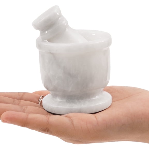 Radicaln Marble Mortar and Pestle Set White 2.5 inches Handmade Hand Grinder for Kitchen, Ideal Small Mortar and Pestle Set for Spice Grinder and Garlic Crushe