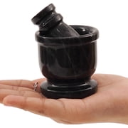 Radicaln Marble Mortar and Pestle Set Black 2.5 inches Handmade Garlic Crusher and Grinder Bowl, Mini Mortar and Pestle for Kitchen - Herb Grinder Spice Grinder