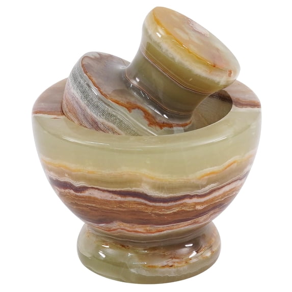 Radicaln Marble Mortar and Pestle Set - 4.5 Inch Green Onyx Stone Grinder for Spices, Herbs, Seasonings - Premium Stone Molcajete for Kitchen Use