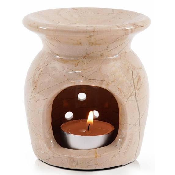 Radicaln Verona Marble Oil Burner – 4" Handmade Wax Warmer for Essential Oils, Scented Wax Melts, Home Aromatherapy, Meditation & Relaxation Décor