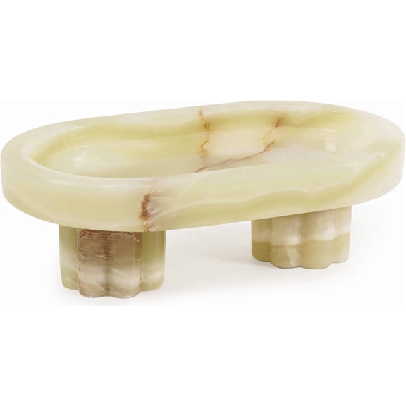 Radicaln Marble Oval Tray with Stand 10 inches Green Handmade Decorative Tray, Ideal Vanity and Bathroom Counter Tray, Perfume Organizer and Serving Tray for Counter Organizer