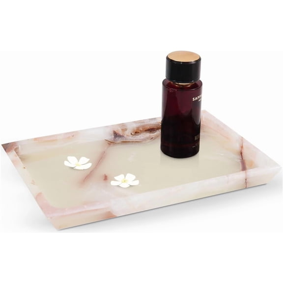 Radicaln Marble Rectangle Serving Tray 12" Inches Handmade White Onyx Charcuterie Tray for Coffee Table Décor, Ideal Candle Dish and Plate for Serving Platter
