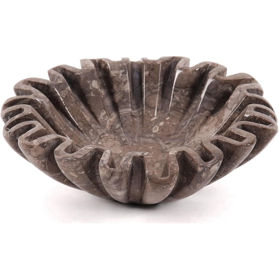 Radicaln Marble Decorative Bowl 6 inch Handmade Oceanic Scalloped Bowls for Home Decor Accents, Centerpieces for Tables & Gifts, Key Bowl for Entry way, Ruffle Bowl