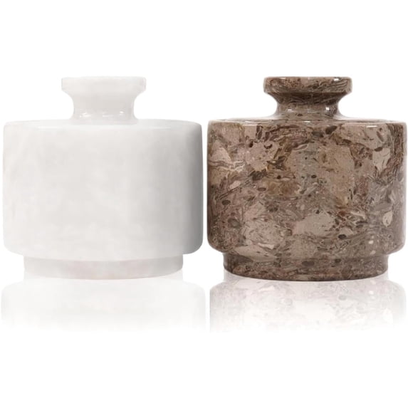 Radicaln Marble Salt Cellar with Lid 3" White and Oceanic Salt Dish Set of 2, Kitchen Salt Container, Spice Jars, Sugar Bowl & Seasoning Holder for Countertop Storage & Dining Décor