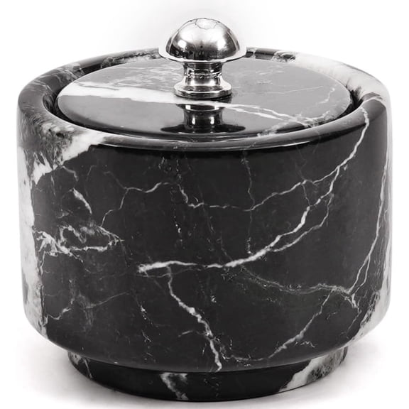 Radicaln Marble Salt Cellar with Lid 3 inch Black Handmade Salt Box, Spice Jar for Kitchen Counter, Ideal Salt Holder, Sugar Bowl, Salt Dish, Salt Container For Housewarming Gift and Kitchen Decor