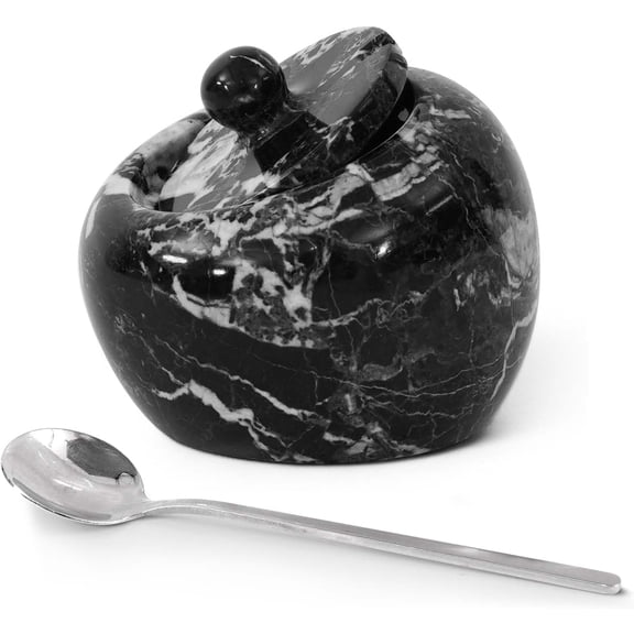 Radicaln Marble Salt Cellar with Lid 4 inches Black Table Salt Container and Sugar Bowl For Kitchen Countertop, Ideal Salt Dish and Salt Jar for Celtic Salts