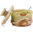 thumbnail image 1 of Radicaln Handmade Green Marble Salt Box with Lid & Spoon– 3" Stone Sugar Bowl & Seasoning Jar for Celtic Salt, Spices, Herbs –Kitchen Tabletop Storage, 1 of 6