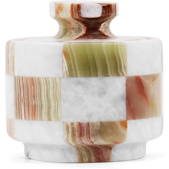 Radicaln Marble Salt Cellar, White and Green Premium Spice Cellar with Lid, Tea Coffee Sugar Canisters, Modern Kitchen Countertop Organizer and Decorative Spice Storage Gift Set