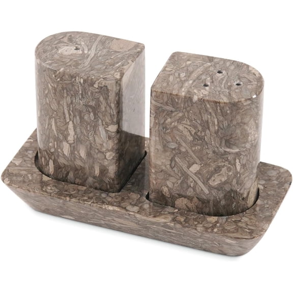 Radicaln Marble Salt and Pepper Shakers Set with Tray 2.5" Oceanic Handmade Spice Jars, Sugar Bowl – Salt Shaker and Pepper Shaker Set for Kitchen Countertop & Modern Seasoning Storage Containers
