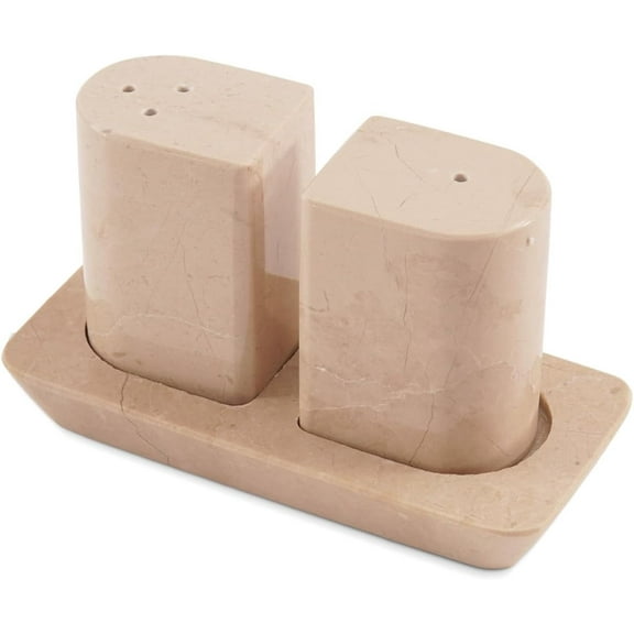 Radicaln Marble Salt and Pepper Shakers 2.5 inches Verona Handcrafted Stone Spice Set for Kitchen Table, Saleros Pink Salt Holder, Farmhouse Kitchen Decor, Elegant Home Essentials