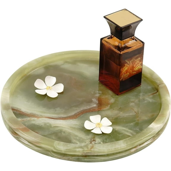 Radicaln Green Marble 10" Round Serving Tray for Party Supplies Ideal Food & Cafeteria Trays for Kitchen, Serving Dishes & Platter, Decorative Coffee Table Platter & Fruit Tray for Home Décor