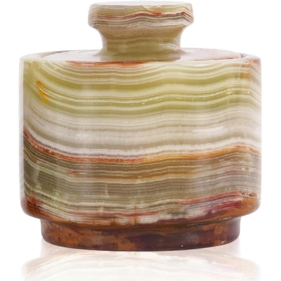 Radicaln Green Marble Salt Cellar with Lid – 3" Premium Natural Stone Jar for Salt, Herbs & Sugar – Decorative Kitchen Container for Countertop Use