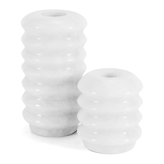 Radicaln Marble Tealight Candle Holder set of 2 White Handmade Candle Accent for Home Decor, Ideal Marble Taper Holder for Table Centerpieces, Votive Candle Holder