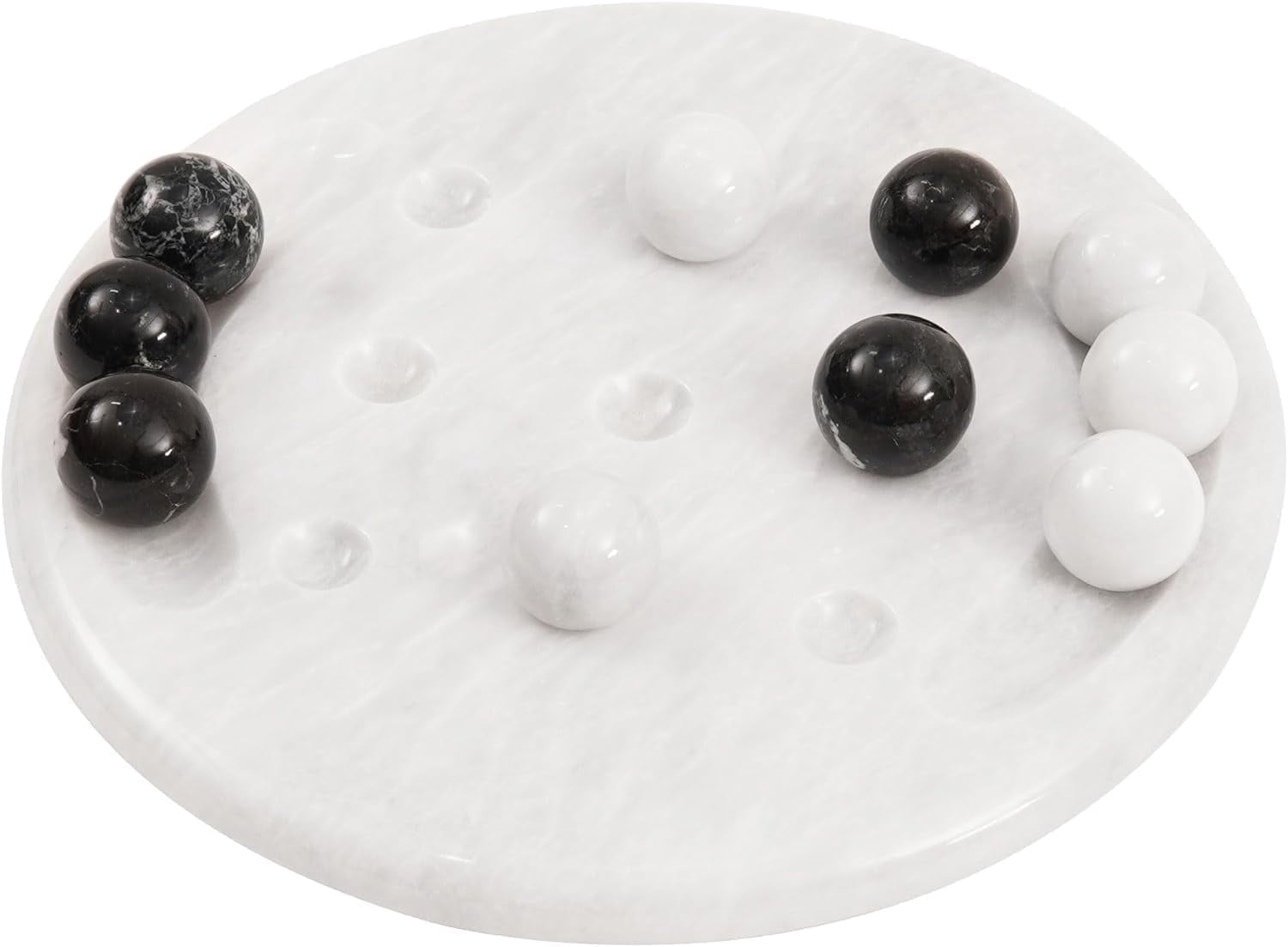 Radicaln Marble Tic Tac Toe 10" Black & White Luxury Board & Lawn Game for Adults, Smart Gift Idea, Minimalist Coffee Table Decor & Conversation Piece