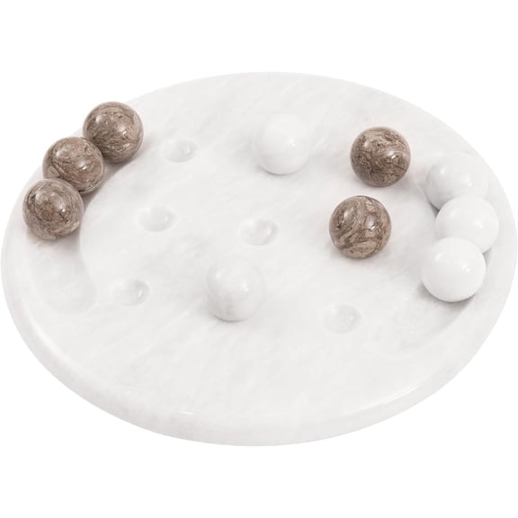 Radicaln Marble Tic Tac Toe Board Game 10 inches White and Oceanic Handmade Strategy Board Games for Coffee Table Decor, Adult Board Games for Game Night