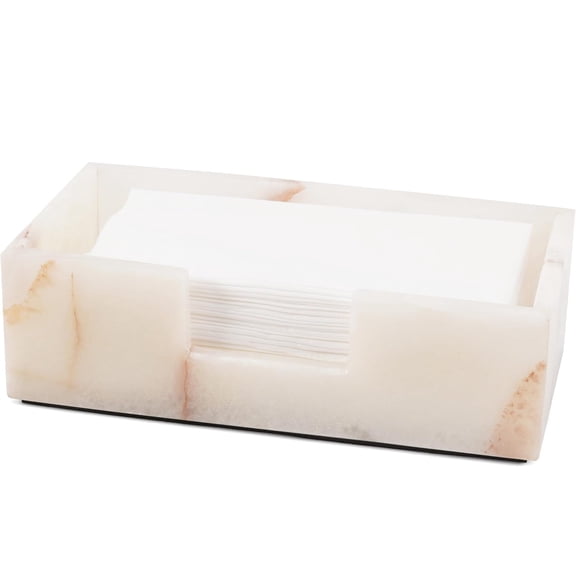 Radicaln Marble Tissue Box Cover 10x5 inch Handmade White Onyx Decorative Tissues Paper Boxes for Bathroom Counter Organizer, Rectangle Napkin Holders for Office Desk and Room Décor Accessories