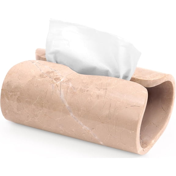 Radicaln Marble Tissue Box Cover 7.5 inch Handmade Beige Stone Tissue Box Holder Rectangle for Modern Bathroom Decor & Home Organizer, Facial Tissues Boxes Holder for Bedroom & Living Room