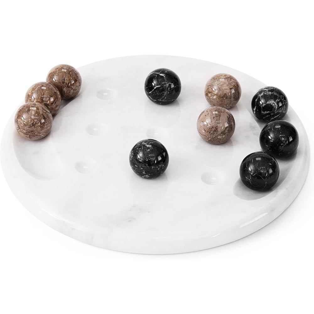 Radicaln Marble Tic Tac Toe 10" Inches Black and Oceanic Handmade Board Game for Adults – Fun Travel & Outdoor Game, Coffee Table Decor & Brain Teaser