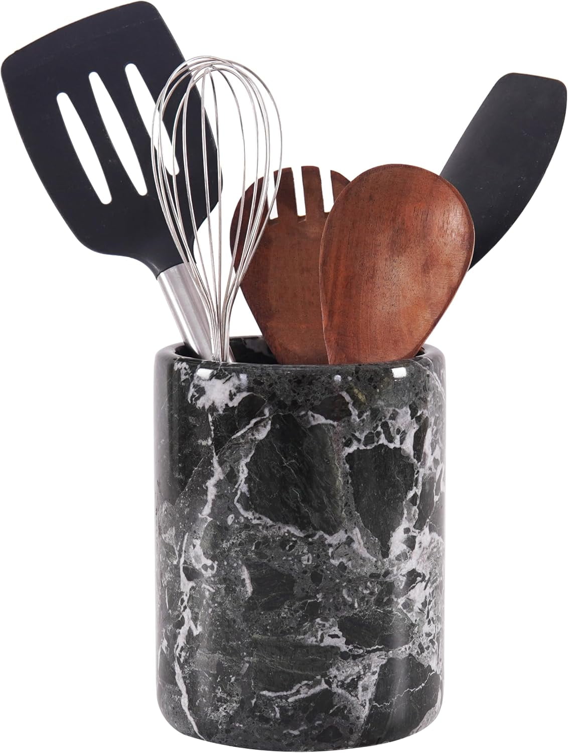 Radicaln Black Marble Utensil Holder 6.5 inches – Kitchen Counter Organizer for Cooking Spoons and Tools, Stylish Utensils Holder, Marble Kitchen Decor