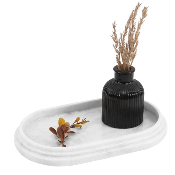 Radicaln Marble Vanity Tray 9.75 inch White Handmade Decorative Key, Jewelry and Perfume Organizer for Vanity Decor - Candle Dish, Bathroom Countertop & Storage Accessories