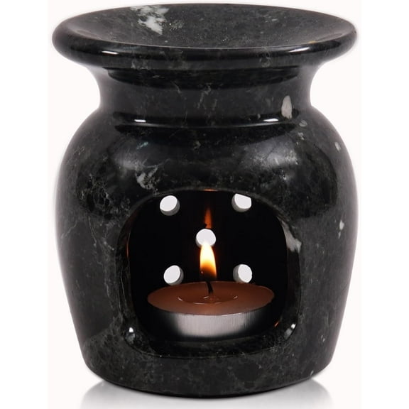 Radicaln Black Marble Oil Burner – 4" Handmade Wax Melt Warmer for Essential Oils, Aromatherapy, Scented Wax & Elegant Home Spa Room Décor
