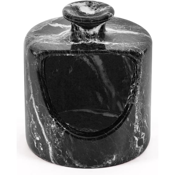 Radicaln Marble Salt Cellar 4.5 inch Black Handmade Salt Jar and Table Pig Salt Cellar Storage For Kitchen Countertop, Ideal Salt Container, Salt Dish and Sugar Bowl For Table