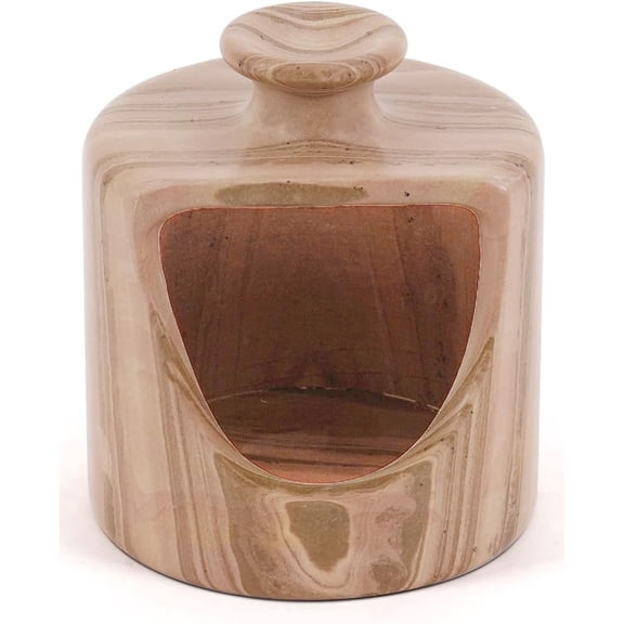 Radicaln Marble Salt Cellar 4.5 inch Natural Brown Handmade Pig Salt Jar and Table Salt Storage For Kitchen Countertop, Ideal Salt Container, Salt Dish and Sugar Bowl For Table