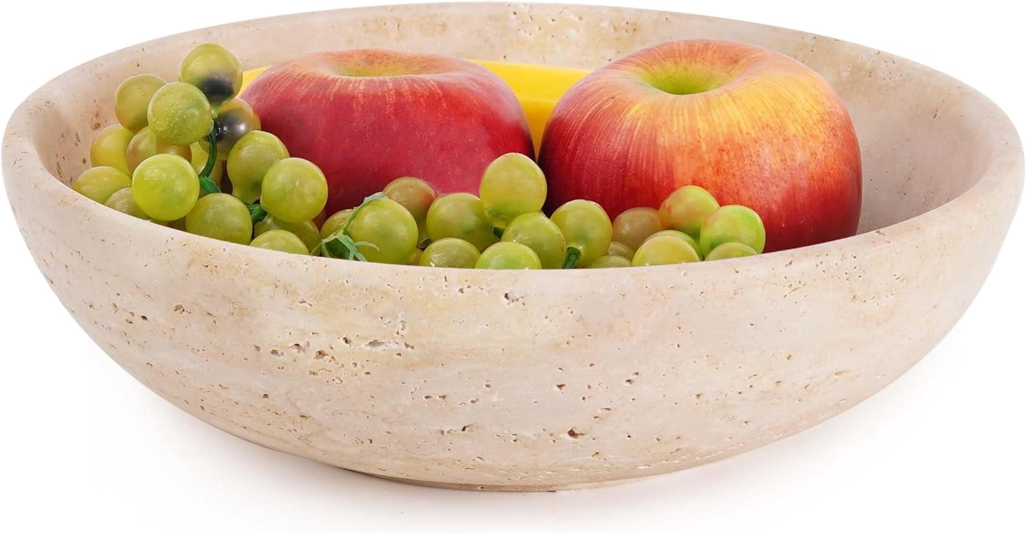 Furts Counter Radicaln Travertine Marble Fruit Bowl For Kitchen Counter 10 inches ...
