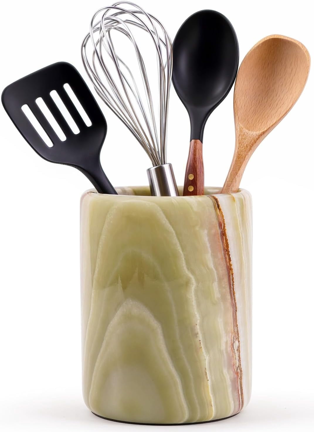 Radicaln Marble Utensil Holder for Kitchen Counter 6.5 inches – Green Onyx Cooking Utensil Organizer, Spoon and Ladle Holder, Kitchen Counter Décor