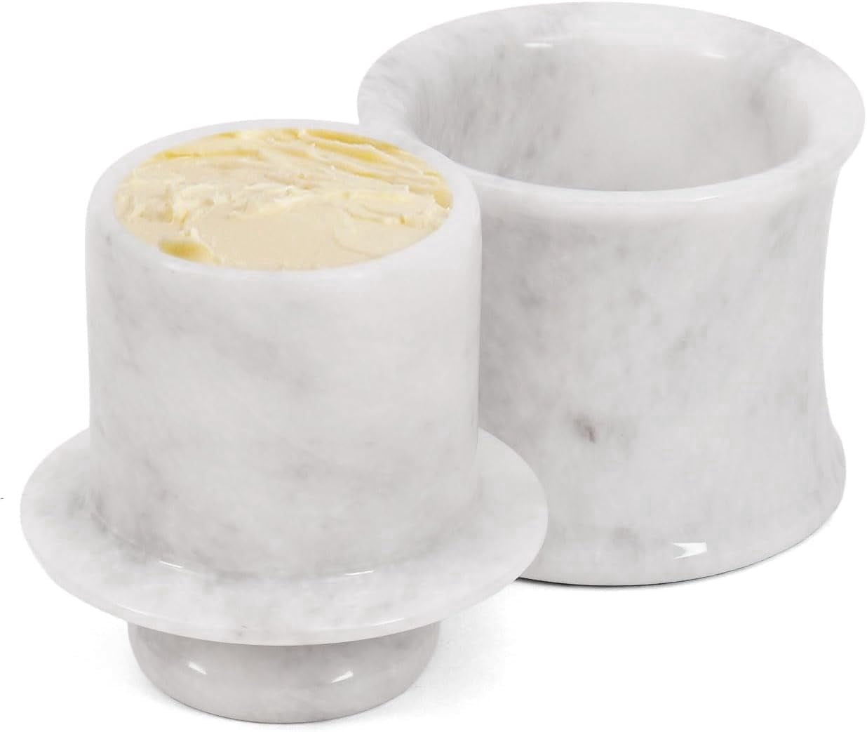 Radicaln White Marble Butter Keeper with Lid 4" – Handmade Butter Storage Dish for Kitchen Counter & Dining Table – Classic Marble Butter Crock, Stylish Kitchen Gift