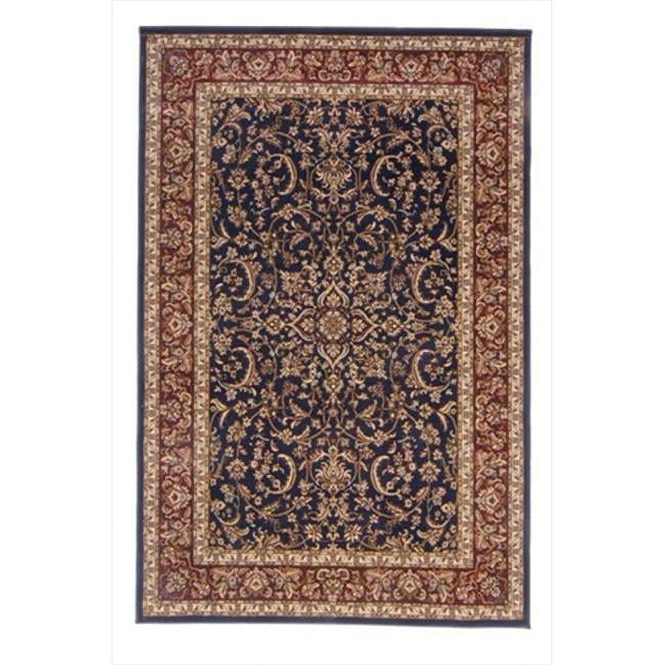 Noble Blue and Red Rectangular Synthetic Area Rug