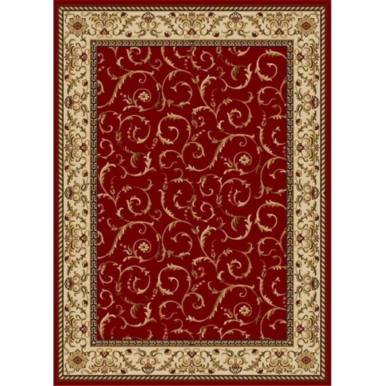 Elegant Red Floral 5'5" x 7'7" Synthetic Rectangular Area Rug