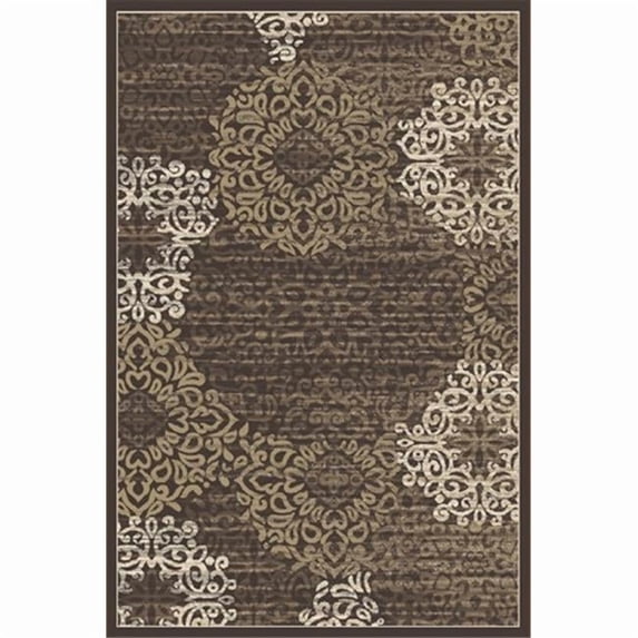 Radici Usa Pisa Area Rugs - 3471 Contemporary Brown Swirls Diamonds Curls Circles Rug