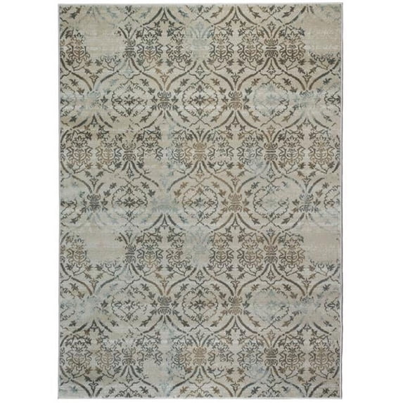 Radici Usa Pisa Ii Area Rugs - 3746 Contemporary Beige Curves Petals Trees Faded Rug