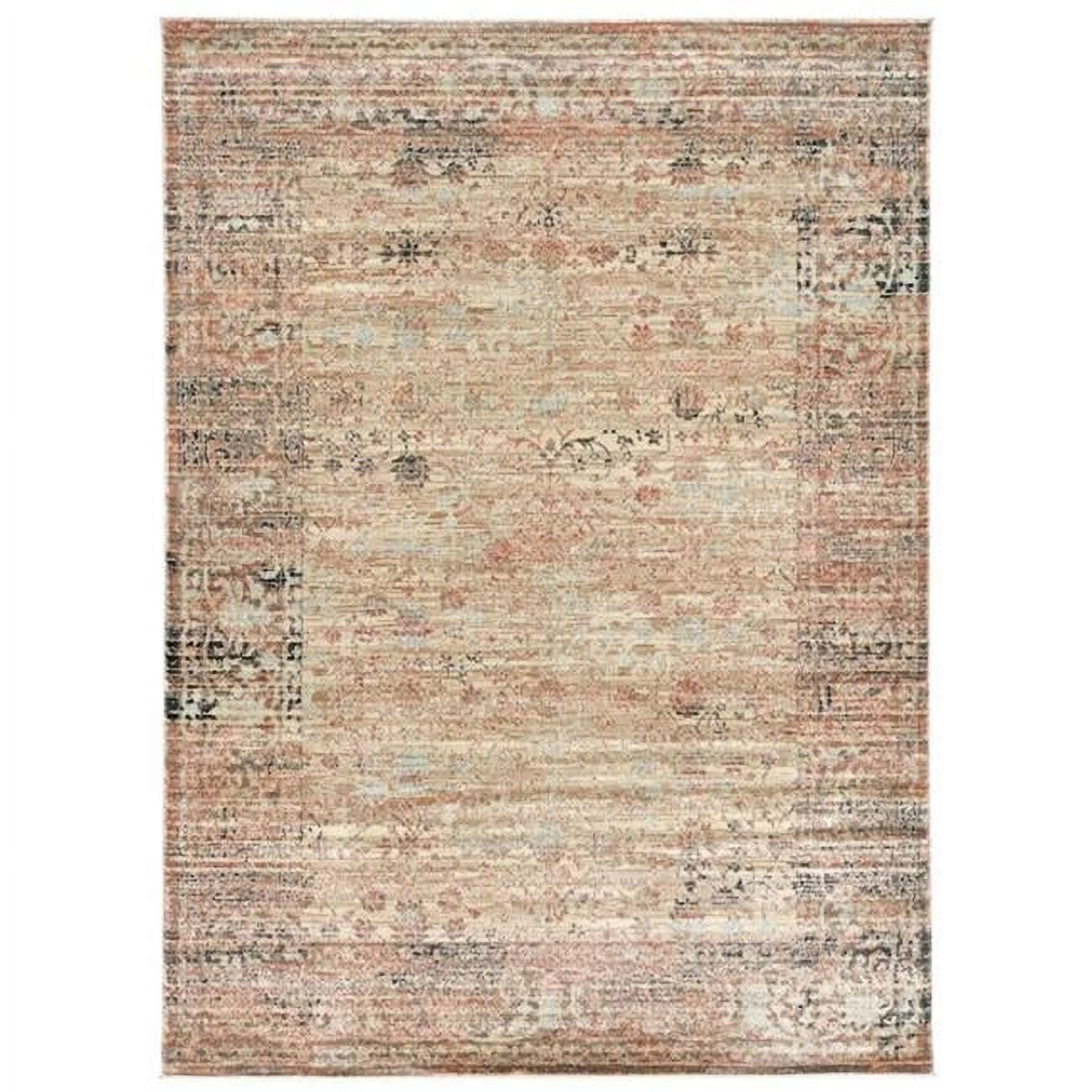 Elegant Beige Traditional Vintage Round Area Rug
