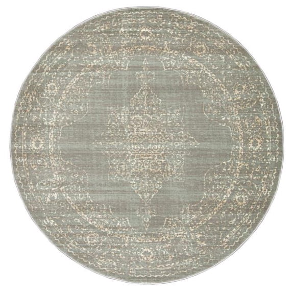 Radici USA Colosseo Traditional Medallion Gray 5'3" Round Polypropylene Area Rug
