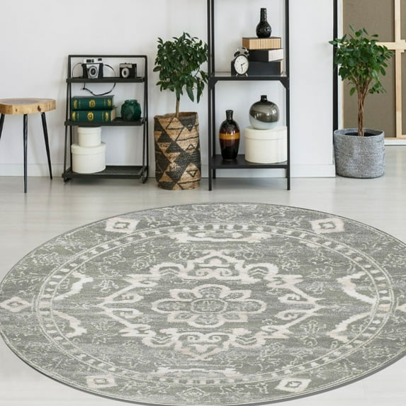 Radici USA 3790 Catarina Traditional Green Oriental Medallion Area Rug (5'3" Round)