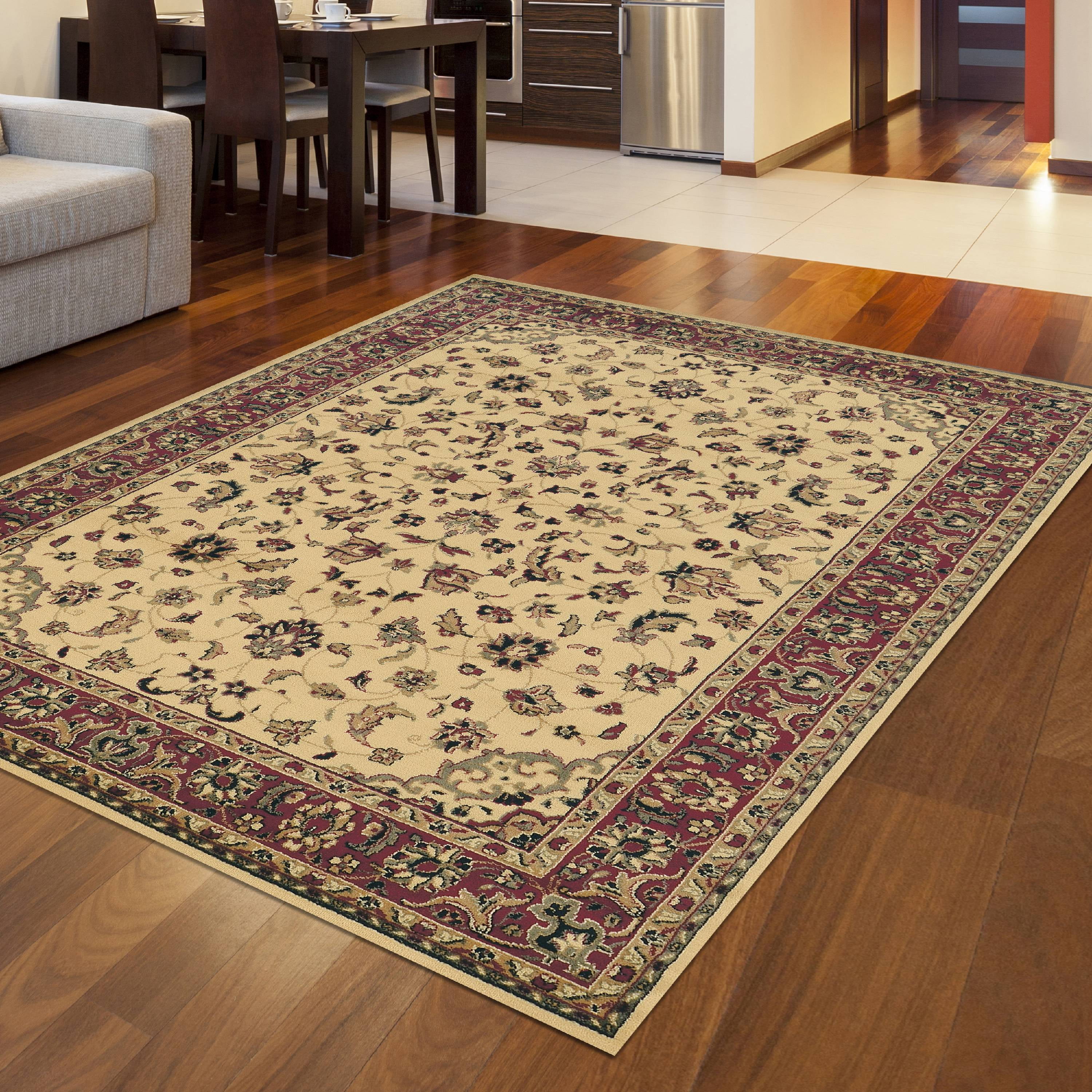 Castello Ivory Traditional 3' x 5' Easy-Care Synthetic Area Rug
