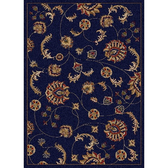 Radici Usa Como Area Rug 1835 Traditional Blue Blossoms Leaves 5' 5" x 7' 7" Rectangle